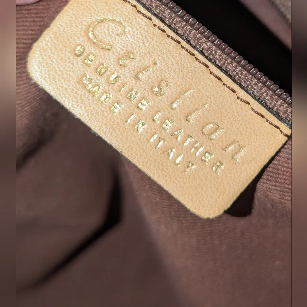 Vintage Cristian Tan Leather Satchel. Made In Italy.